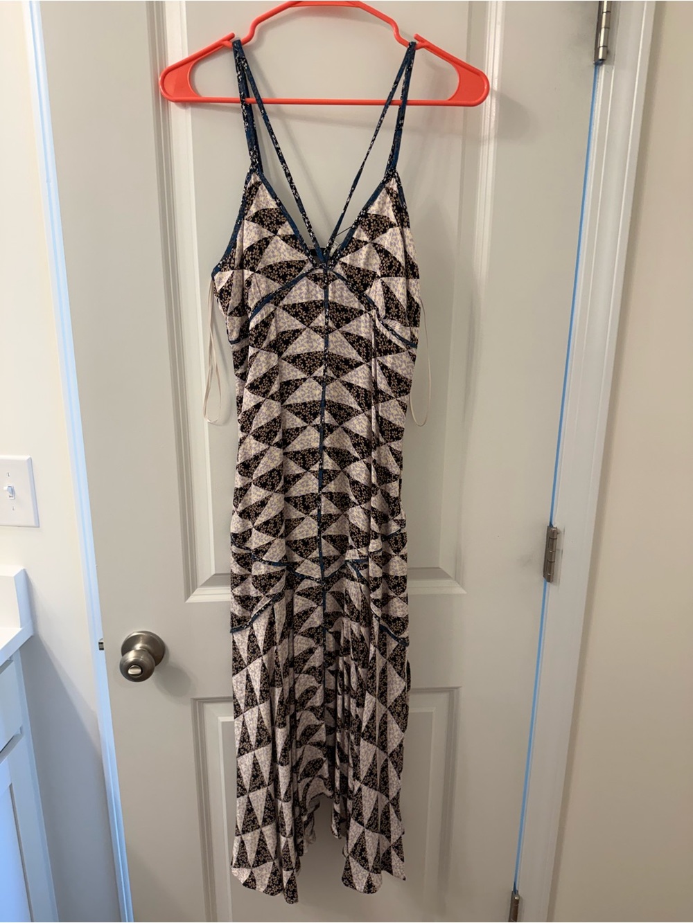 Joie Black and White Geometric Midi Slip Dress